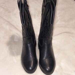 Kids Black Mid-Calf Western Boots Size 1 Lucky Top